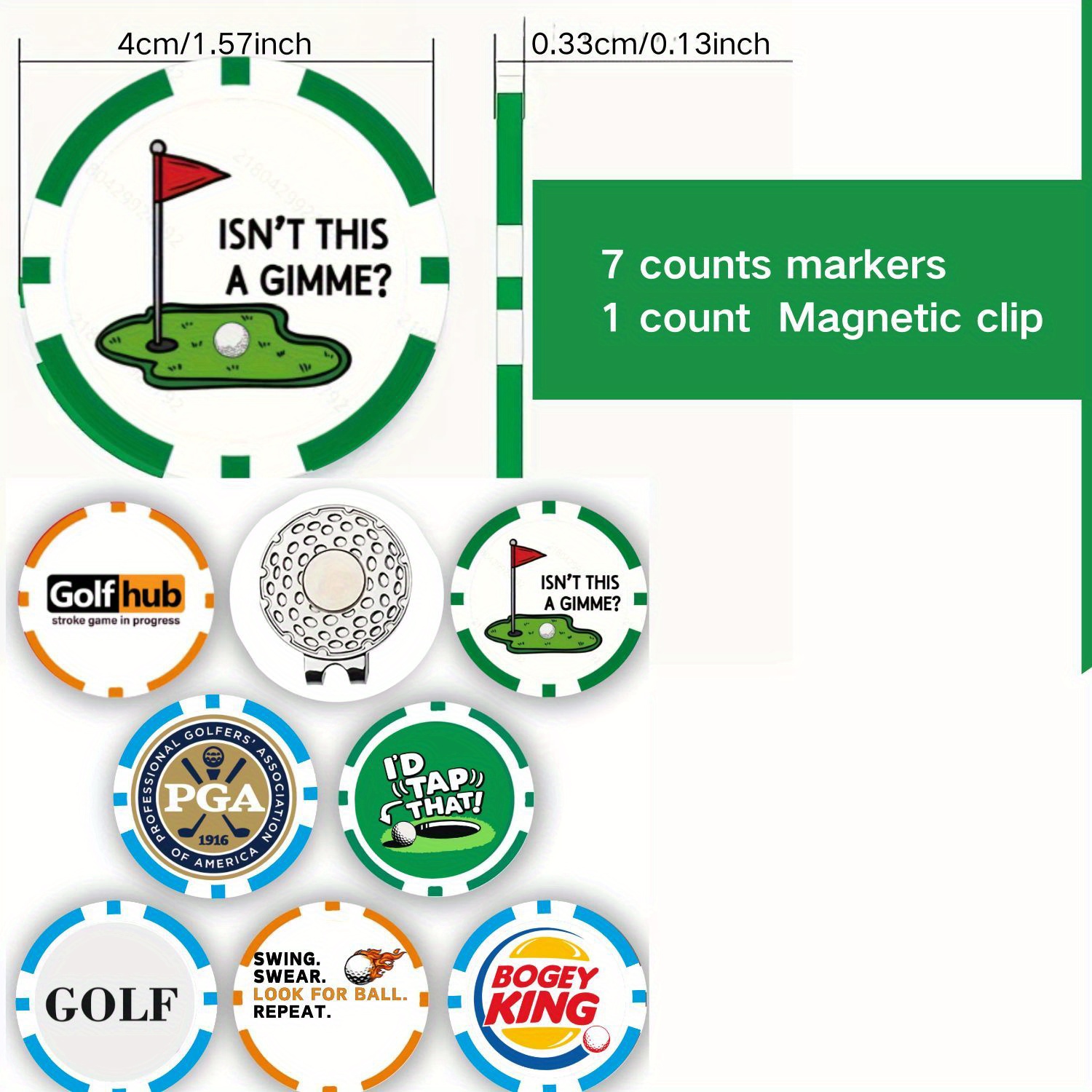 7 Marcadores de Bola de Golfe  - Ball Marker Set avaliação e preço